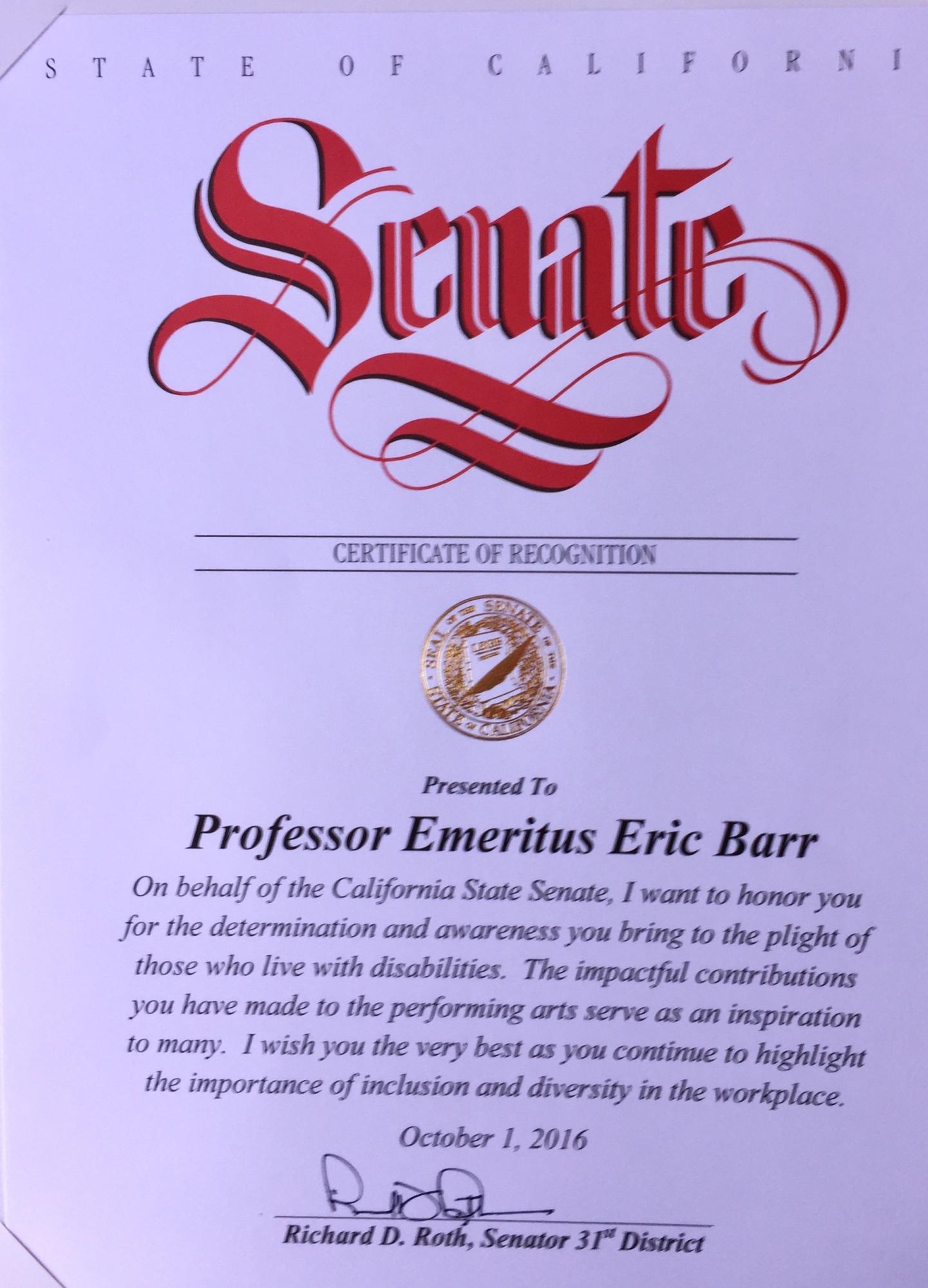 Professor Emeritus Eric Barr